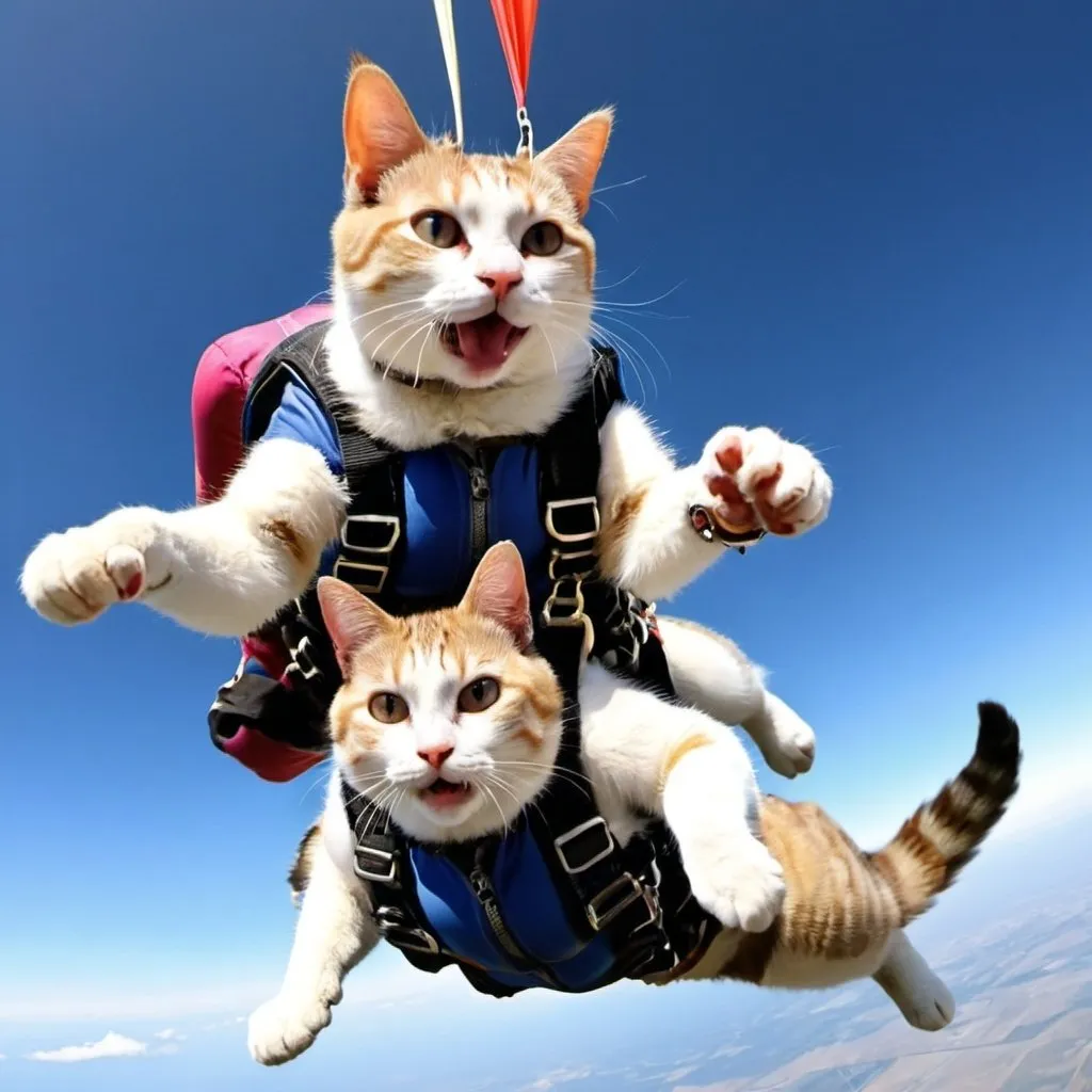 Prompt: skydiving cats