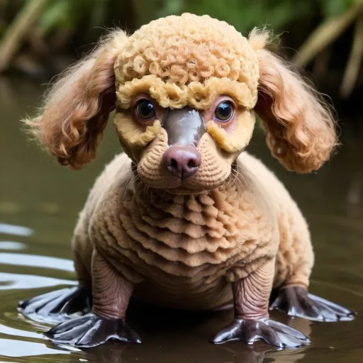 Prompt: platypus crossed with a poodle