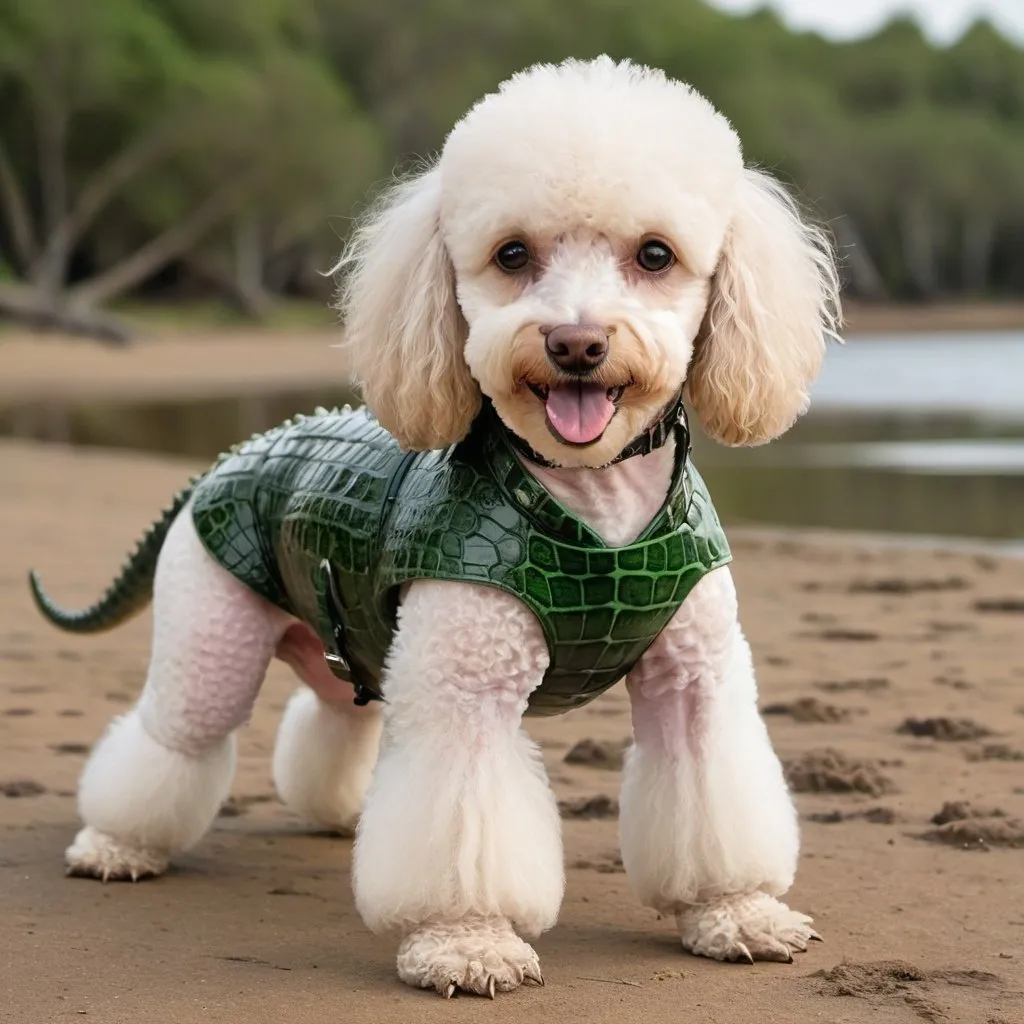 Prompt: crocodile crossed with a poodle