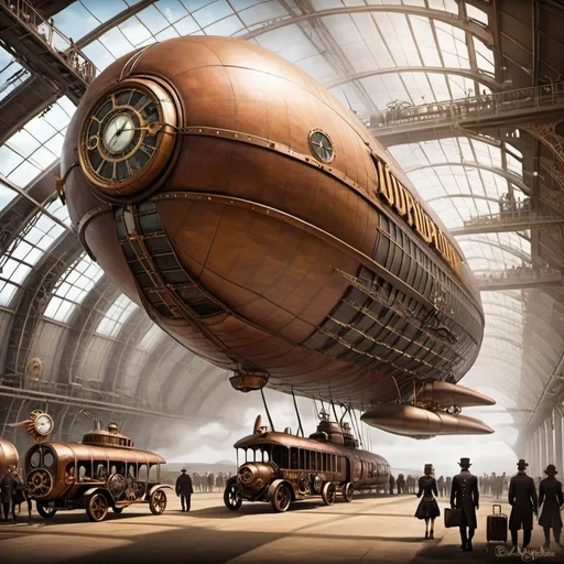 Prompt: Steampunk zeppelin airport