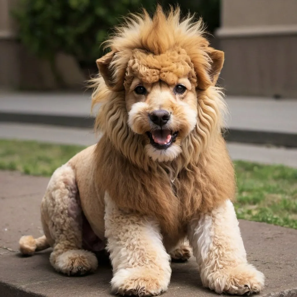 Prompt: lion crossed with a poodle