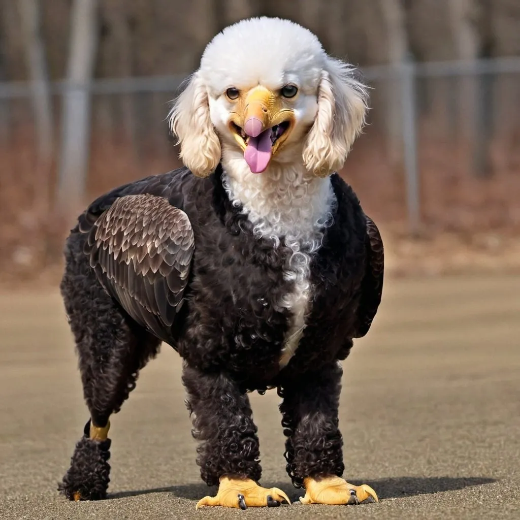 Prompt: bald eagle crossed with a poodle