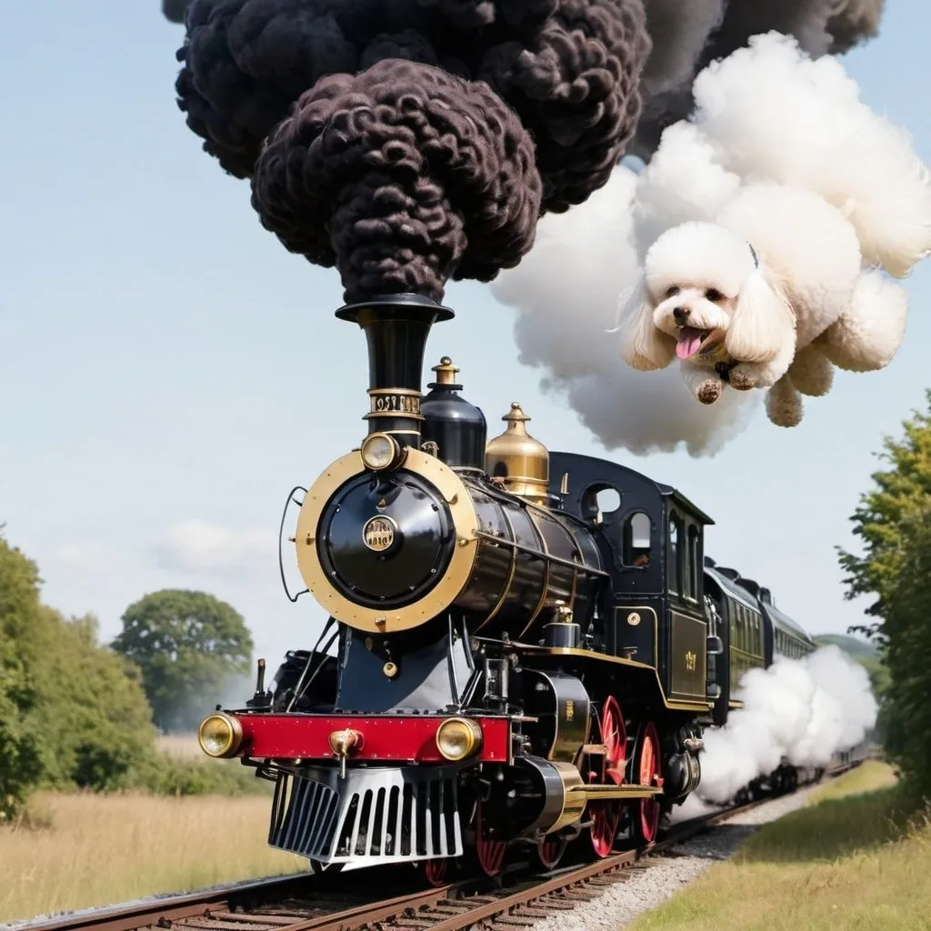 Prompt: Flying steam train poodlepunk