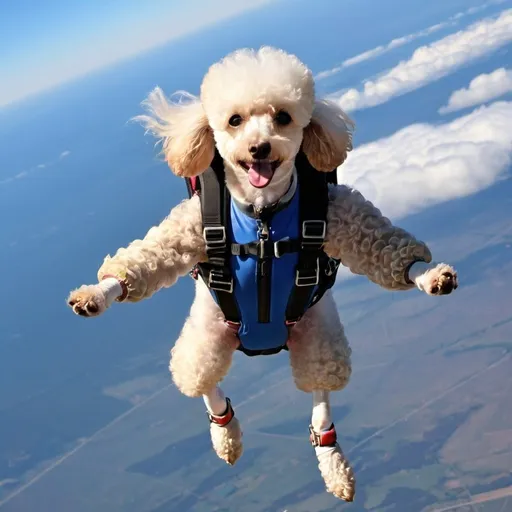 Prompt: Skydiving poodle