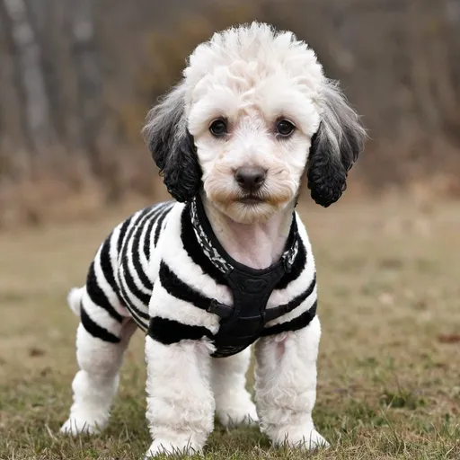 Prompt: zebra crossed with a poodle