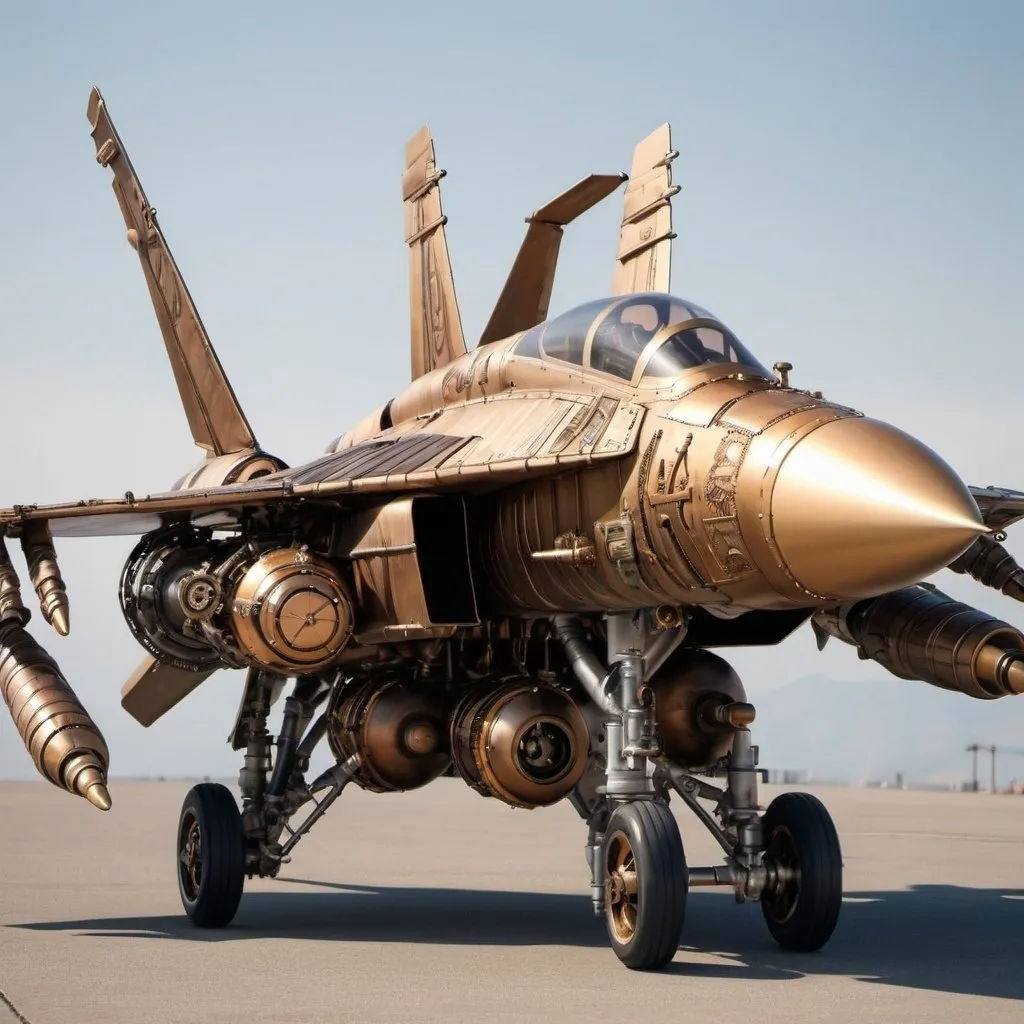 Prompt: Steampunk F-18 fighter