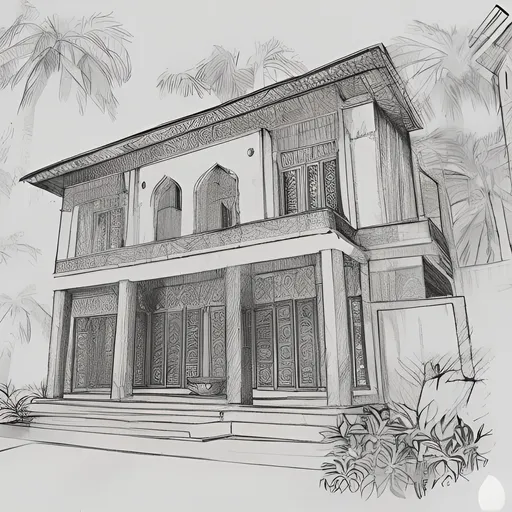 Prompt: Sketch of oIranian home 



