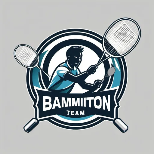 Prompt: A dynamic Badminton team logo with the team name and racket and shuttle