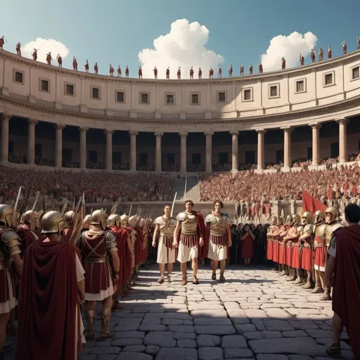 Prompt: Triumph of Julius Caesar in Rome. GloriousX Wide shot. anime Ghibli style, 