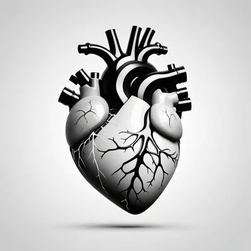 Prompt: minimal B&W icon, anatomical heart pumping blood through the arteries, minimal detail. 