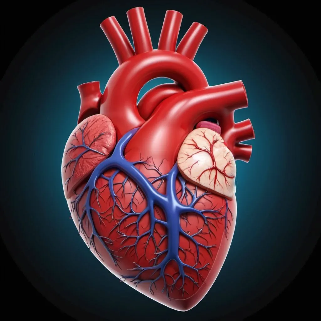 Prompt: anatomical and realistic heart pumping blood through the vessels. Able to see inside heart and blood flowing through the ventricles. 