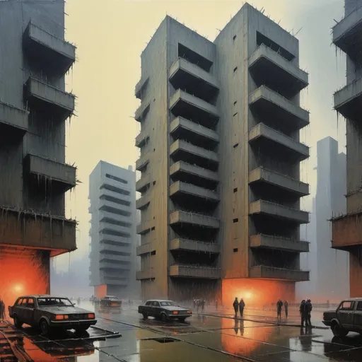 Prompt: 1984 dystopian brutalist impressionism