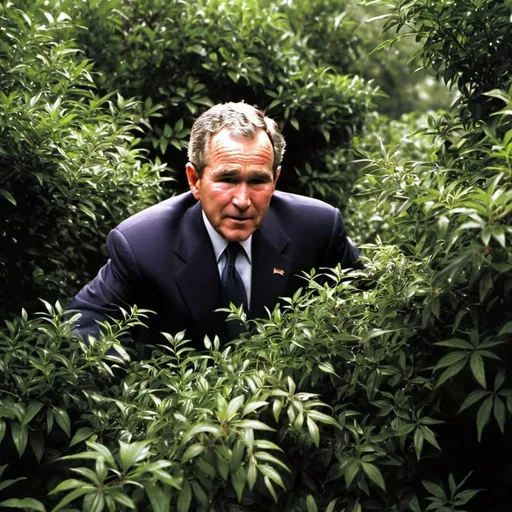 Prompt: George Bush Hiding in Bushes from 9/11