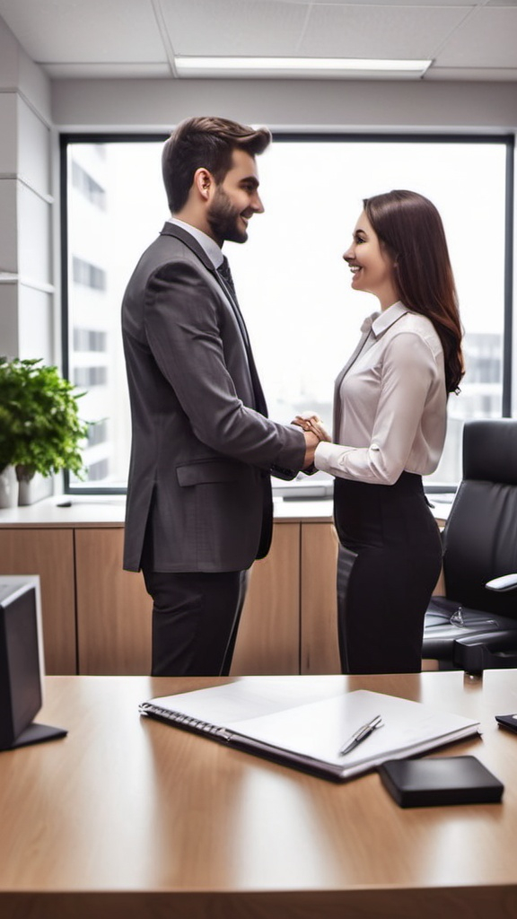 Prompt: love first meet in office