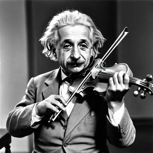 Prompt: 
Famous Person: Albert Einstein
Object: Violin