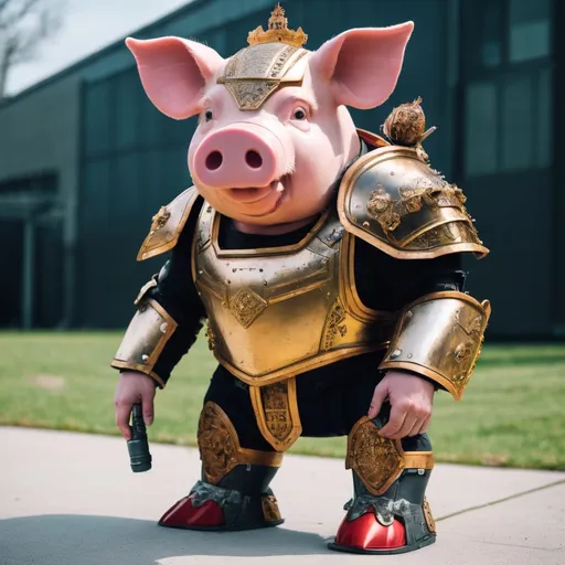 Prompt: the youtuber bionicpig with armour