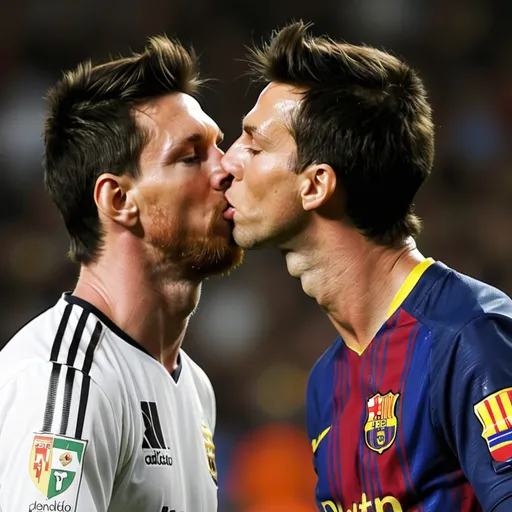 Prompt: messi kissing ronaldo

