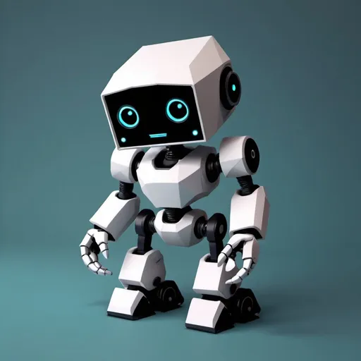 Prompt: cute simple low poly render robot, simple background