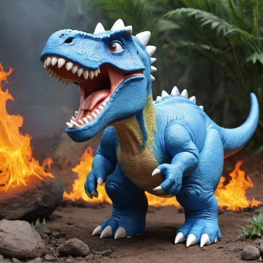 Prompt: dinosaurs ruli the blue fire



 
