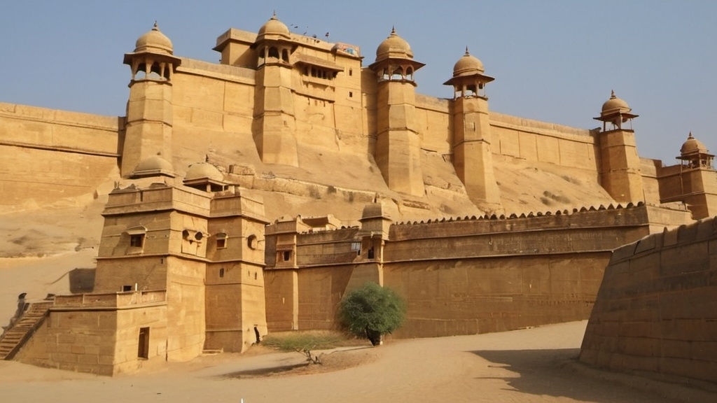 Prompt: Jaisalmer golden stone fort
