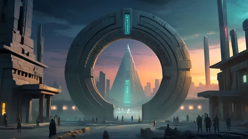 Prompt: anunnaki city of eridu, celtiberian, celtic gods, cyberpunk, tech noir, summer twilight
