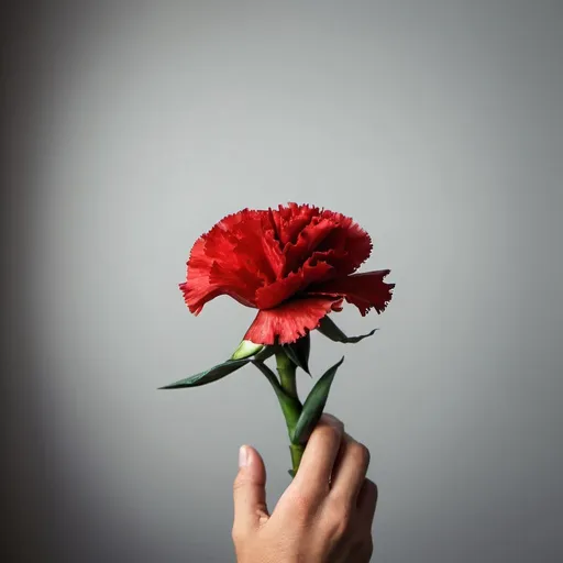 Prompt: Inspirational image of a red carnation representing Portuguese national freedom day