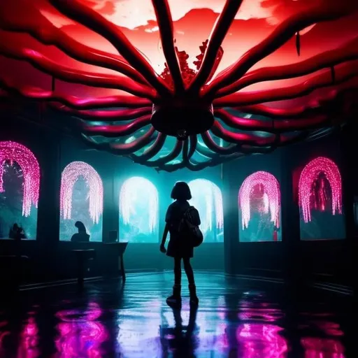 Prompt: Stranger things with demogorgon Vecna,space down, soul boring ,underworld, eleven and frinds, otherworldly, atmospheric lighting, surreal and otherworldly vibes, high quality, detailed, futuristic-fantasy, dark magic
