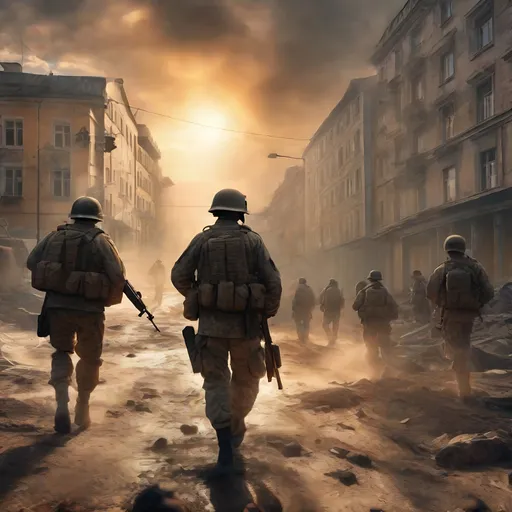 Prompt:  Art Styles: Military Sci-Fi, Post-Apocalyptic and cyberpunk ,Sun Rays light ,Post-Apocalyptic and Brutalism,HDR, UHD, 4K, 8k, and 64K,Highly detailed, hyper-realistic,modern-warfare,portrait

German Waffen-SS Elite Soldiers in the Heat of Battle 

A digital illustration, a dynamic scene that captures from a woman's perspective the intensity of the military forces of the 23rd century Detusch humanity, who are fighting a desperate battle against the eagle.


background is total war with under bombardment, the German team is under close range fire

"A German female soldier is seen using the proper grip technique, taking cover in a bunker, with blonde hair, wearing a bulletproof vest . Her face is detailed and beautiful, while in the background, a detailed desert battle unfolds in enemy territory close to an important base. She holds a carbine rifle in her hands, wearing desert camouflage, and her M4A1 rifle is accessorized with attachments. The war, the battlefield, a tank, sandstorm, and a Shemagh scarf complement the scene."