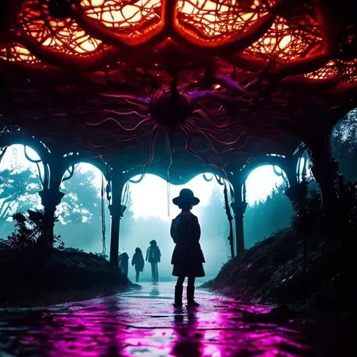 Prompt: Stranger things with demogorgon Vecna, soul boring ,underworld, eleven and frinds, otherworldly, atmospheric lighting, surreal and otherworldly vibes, high quality, detailed, futuristic-fantasy, dark magic
