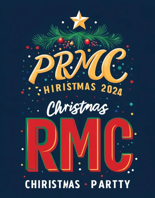 Prompt: t-shirt design, clean background with words "PPC RMC1 Christmas Party 2024"