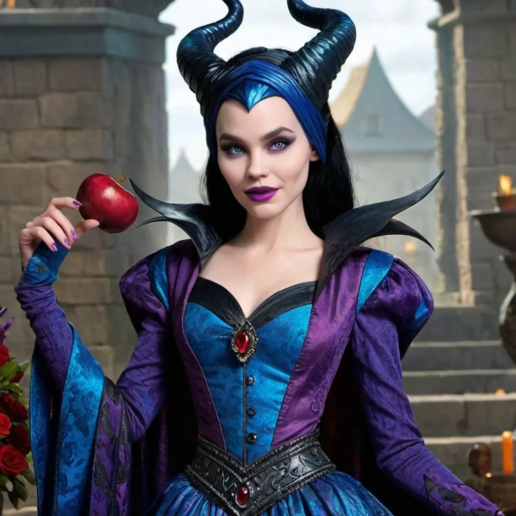 Prompt: Disney descendants, Maleficent and hades fusion, female, child