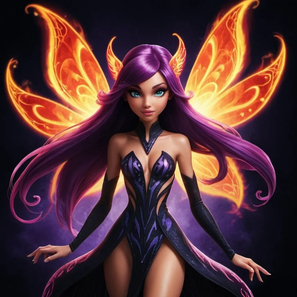 Prompt: Winx dark flame spirit animal creature