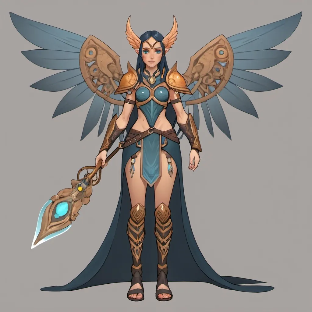 Prompt: AFK Journey female Hypogean with wings and horns