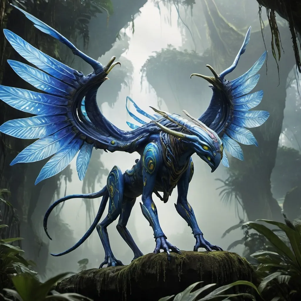 Prompt: Ikran Pandora avatar creature with wings