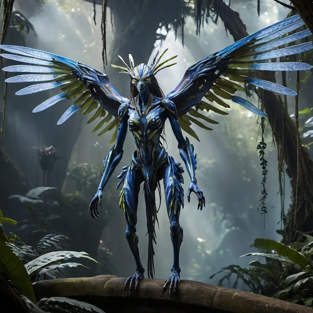 Prompt: Banshee Pandora avatar creature with wings