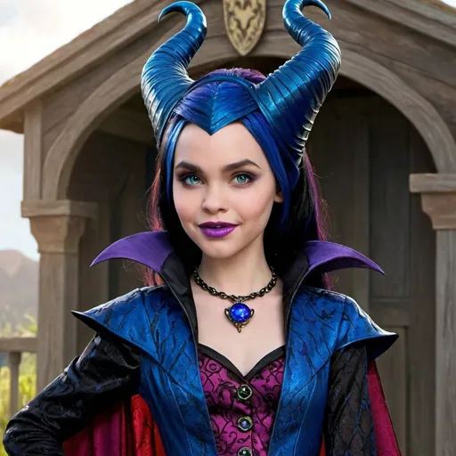 Prompt: Disney descendants, Maleficent and hades fusion female, child