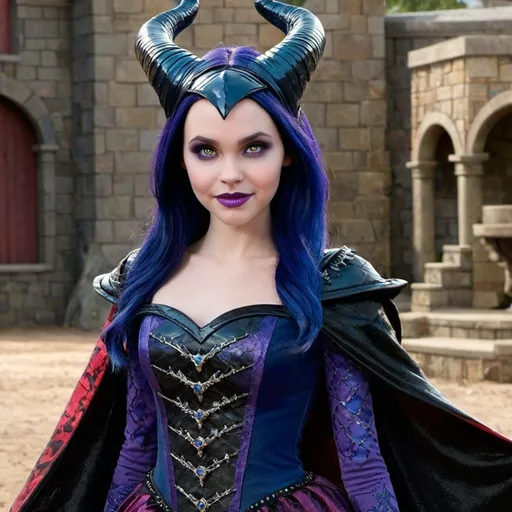 Prompt: Disney descendants, Maleficent and hades fusion female, child