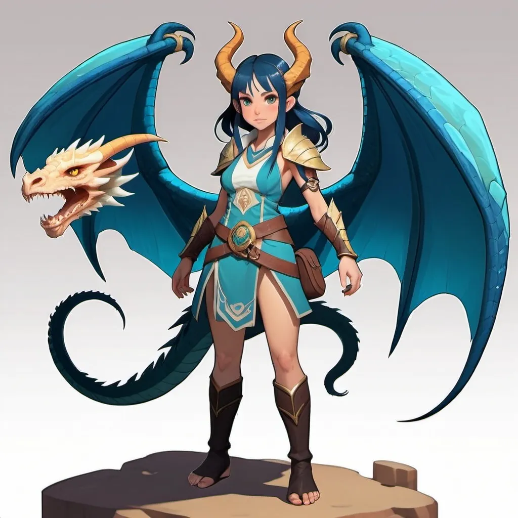 Prompt: AFK Journey female female human with dragon horns and wings