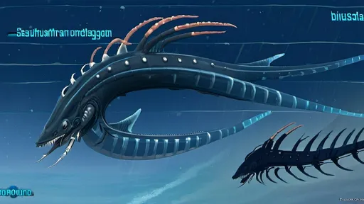 Prompt: Subnautica leviathan creature concept, really huge, lives in the void biome, has front claws and long spiked tell, sea dragon, full image