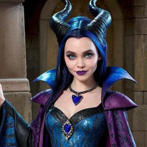 Prompt: Disney descendants, Maleficent and hades fusion, female, child