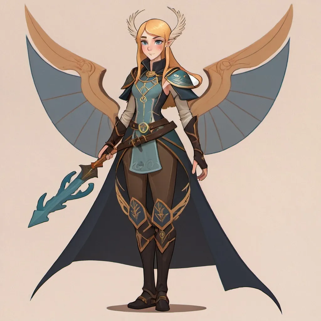 Prompt: AFK Journey female Hypogean with wings and horns