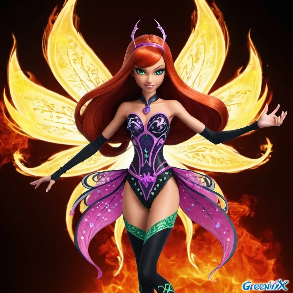 Prompt: Winx dark flame greenix