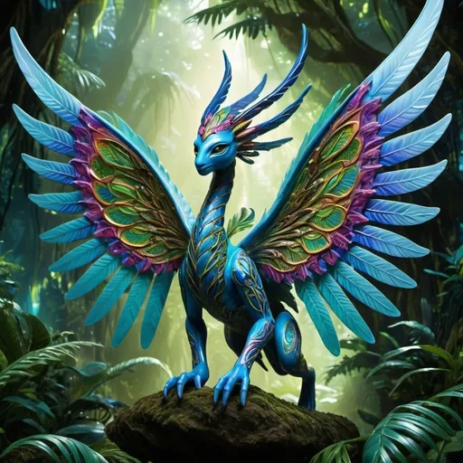 Prompt: Ikran Pandora avatar na'vi creature with wings