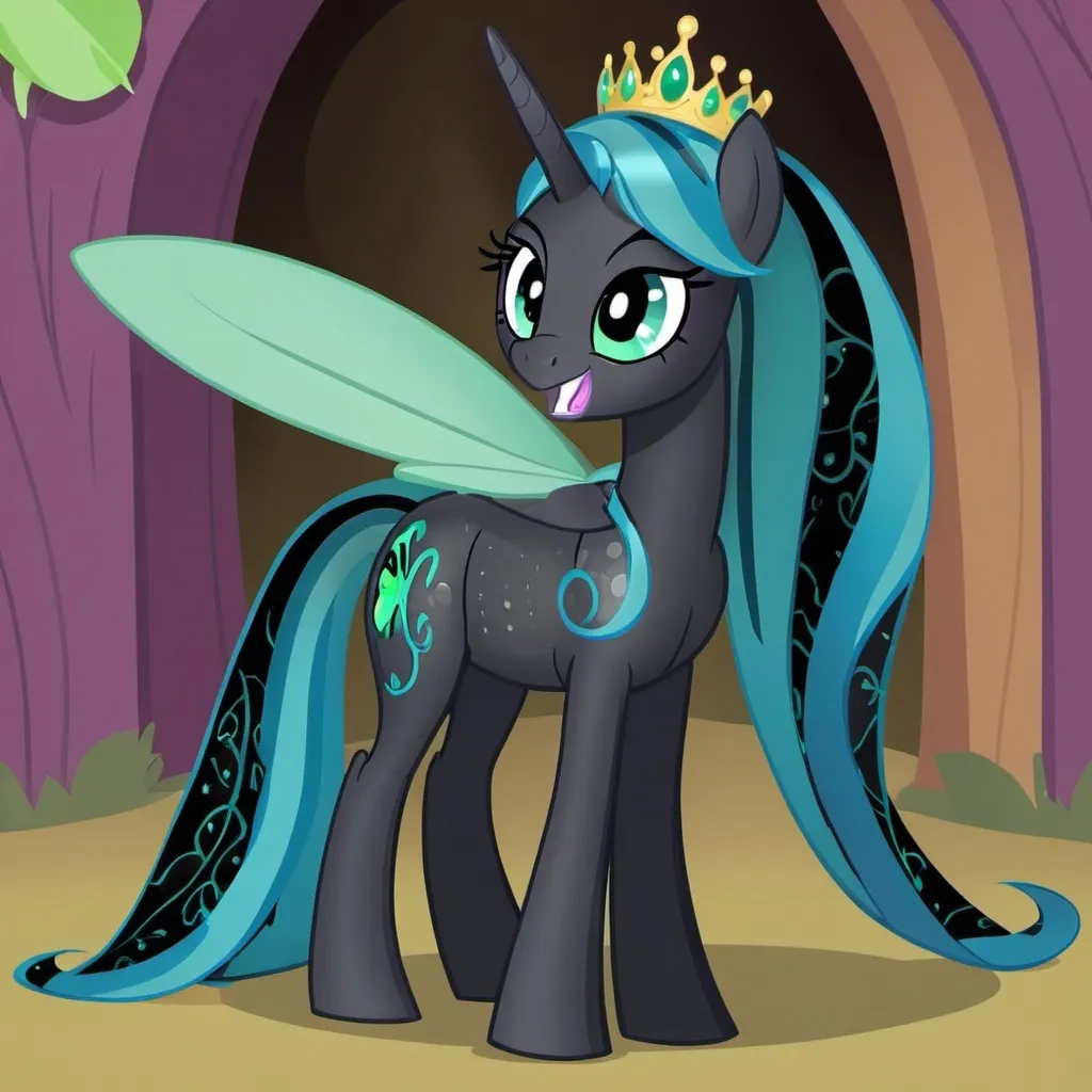 Prompt: My little pony changeling queen chrysalis