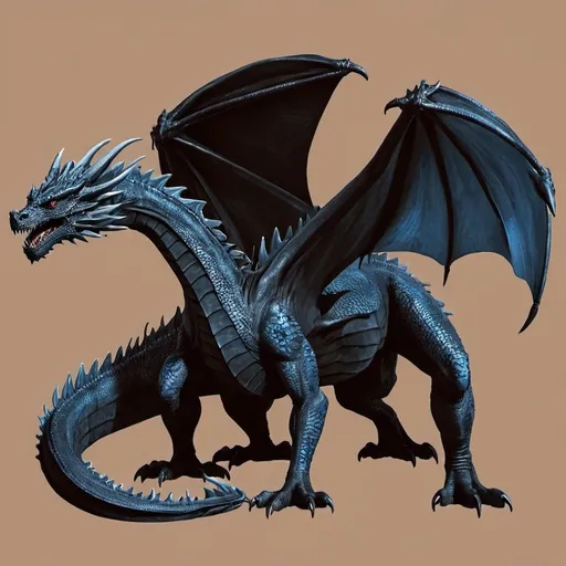 Prompt: Game of thrones black and blue dragon 