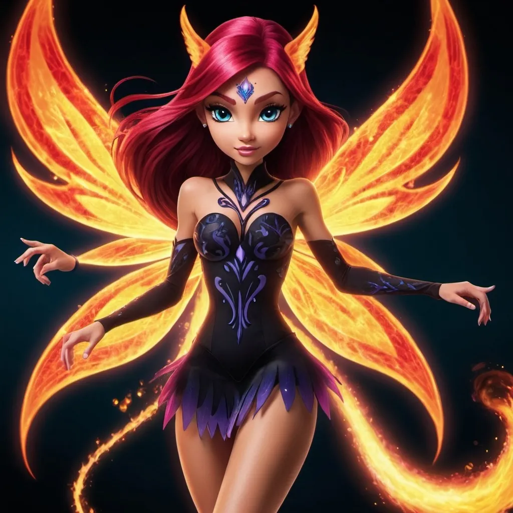 Prompt: Winx dark flame spirit animal