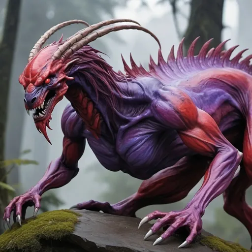 Prompt: Red and purple ikran, pandora mountain banshee, hyper realistic, Avatar creature