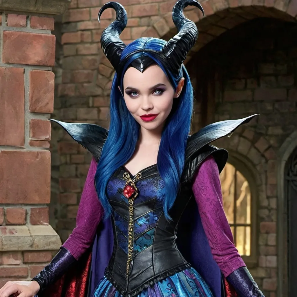 Prompt: Disney descendants, Maleficent and hades fusion female, child