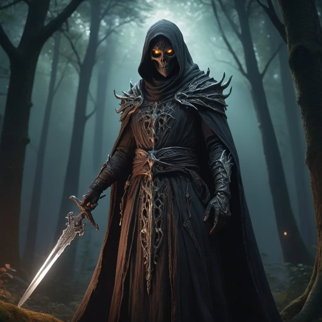 Prompt: hyper-realistic Wraith character with a sword in hand, fantasy character art, illustration, dnd, warm tone, 