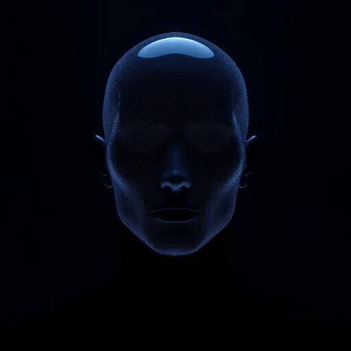 Prompt: white, shiny silhouette of slender man’s head, high contrast against a dark background, glossy finish with intricate light reflections, minimalist design, focus on smooth contours, evoking an eerie and mysterious atmosphere, ultra-detailed, atmospheric lighting, featuring subtle gradients, creating an unsettling and haunting vibe, perfect for a chilling art concept. 3d render 
